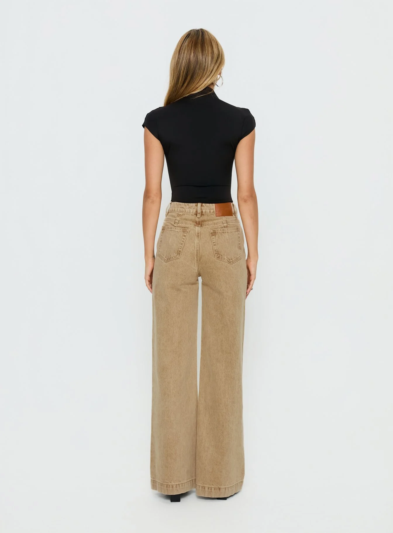 Goldie High Rise Wide Leg Jeans Tan