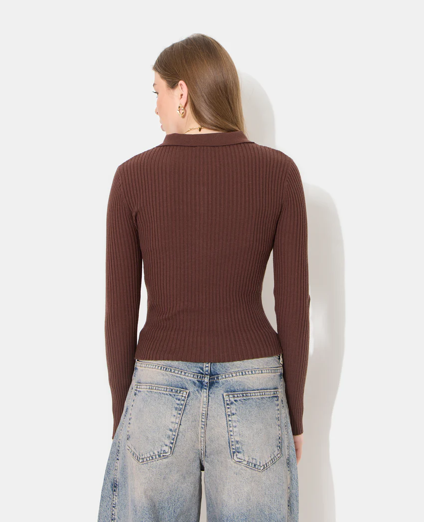 Pimkie Gilet fin en maille côtelée avec boutons dorés