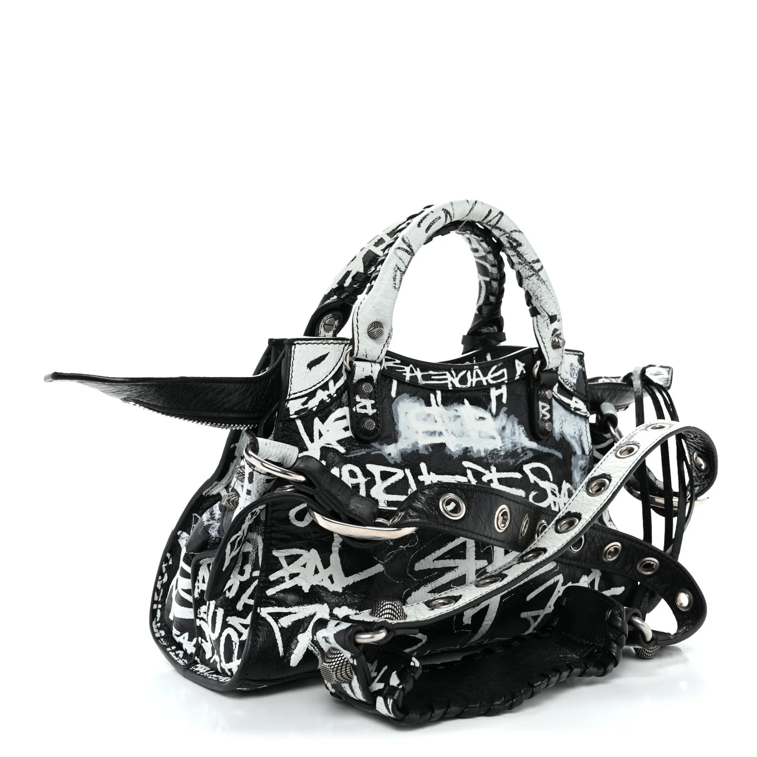 Agneau Arena Graffiti Neo Cagole Handbag XS Black White - Top Club