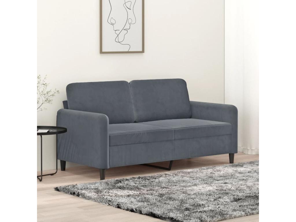 Sofá de 2 plazas de terciopelo gris oscuro 140 cm