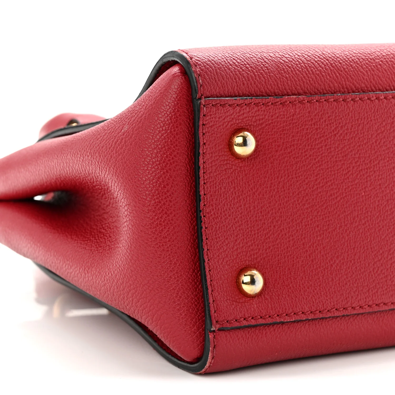 Soft Grain Calfskin Small Buckle Tote Parade Red - Top Club