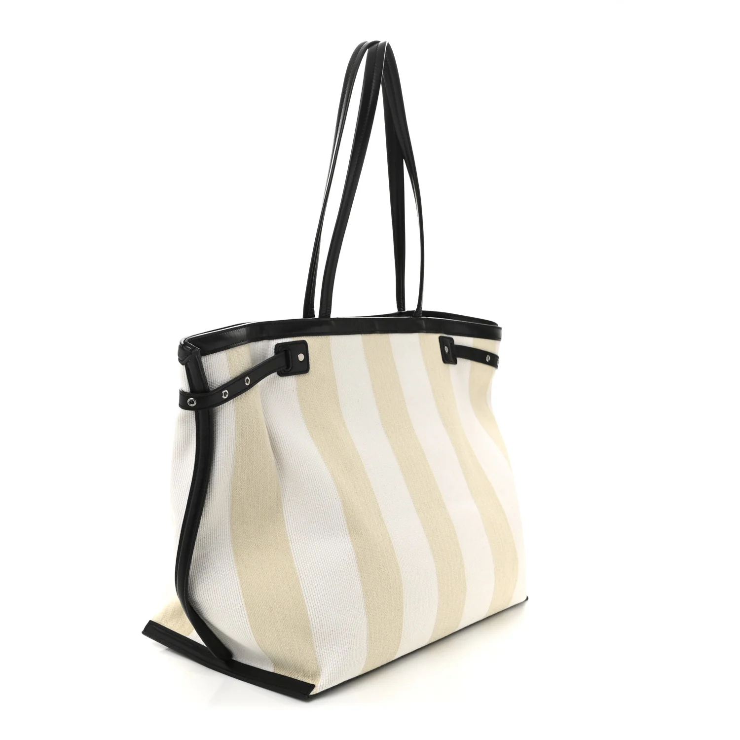 Canvas Striped Days Tote Resin White - Top Club