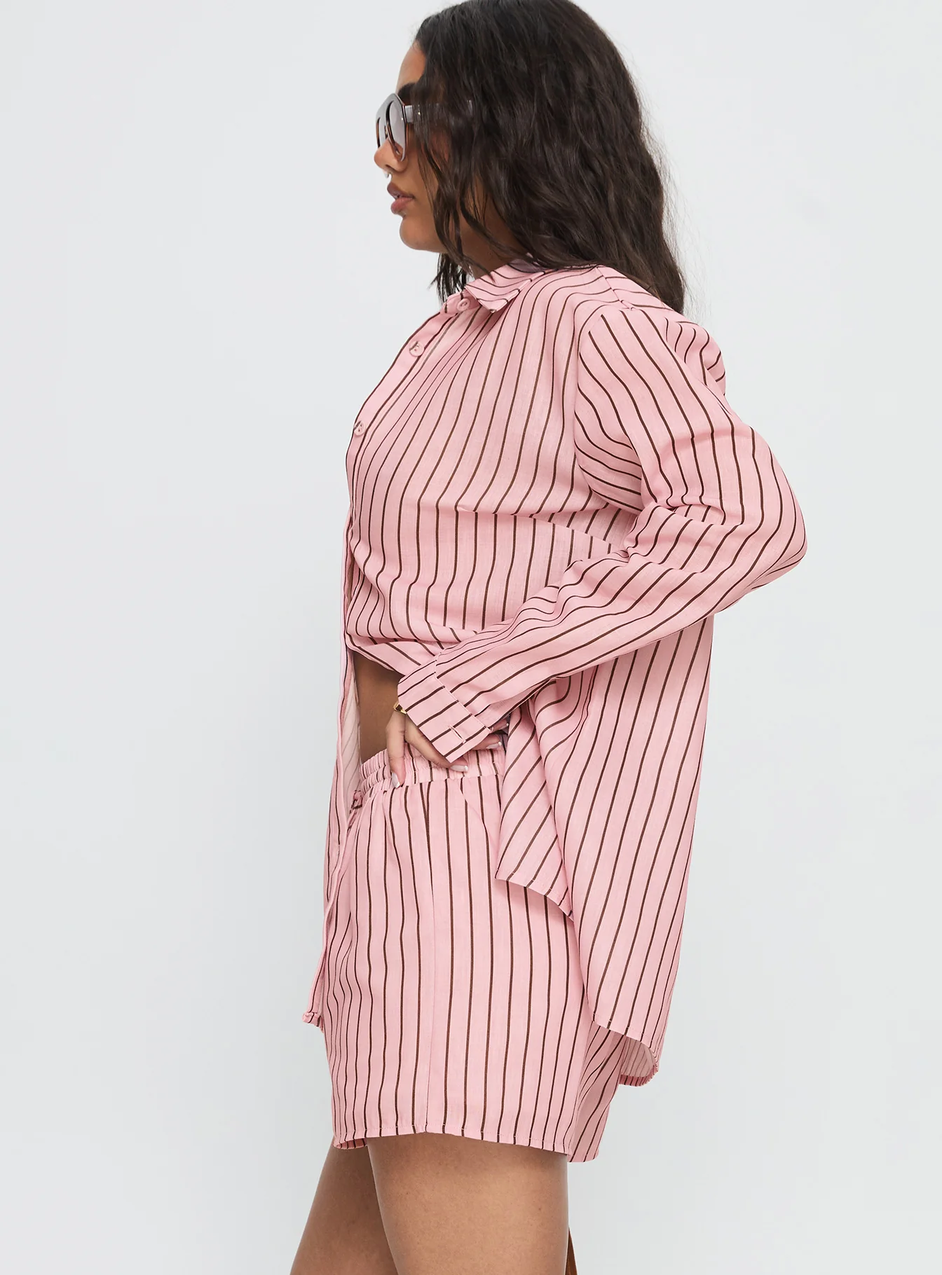 Chloe Set Pink / Brown Stripe