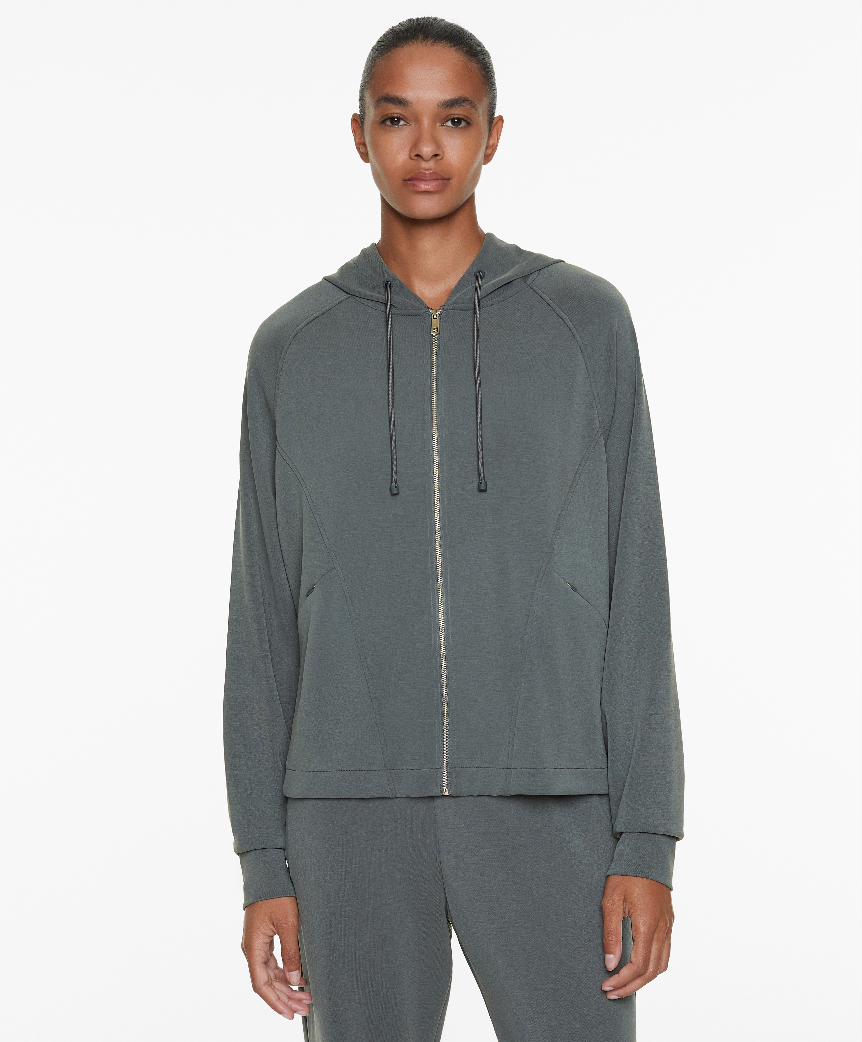 OYSHO Knit hooded jacket with modal
