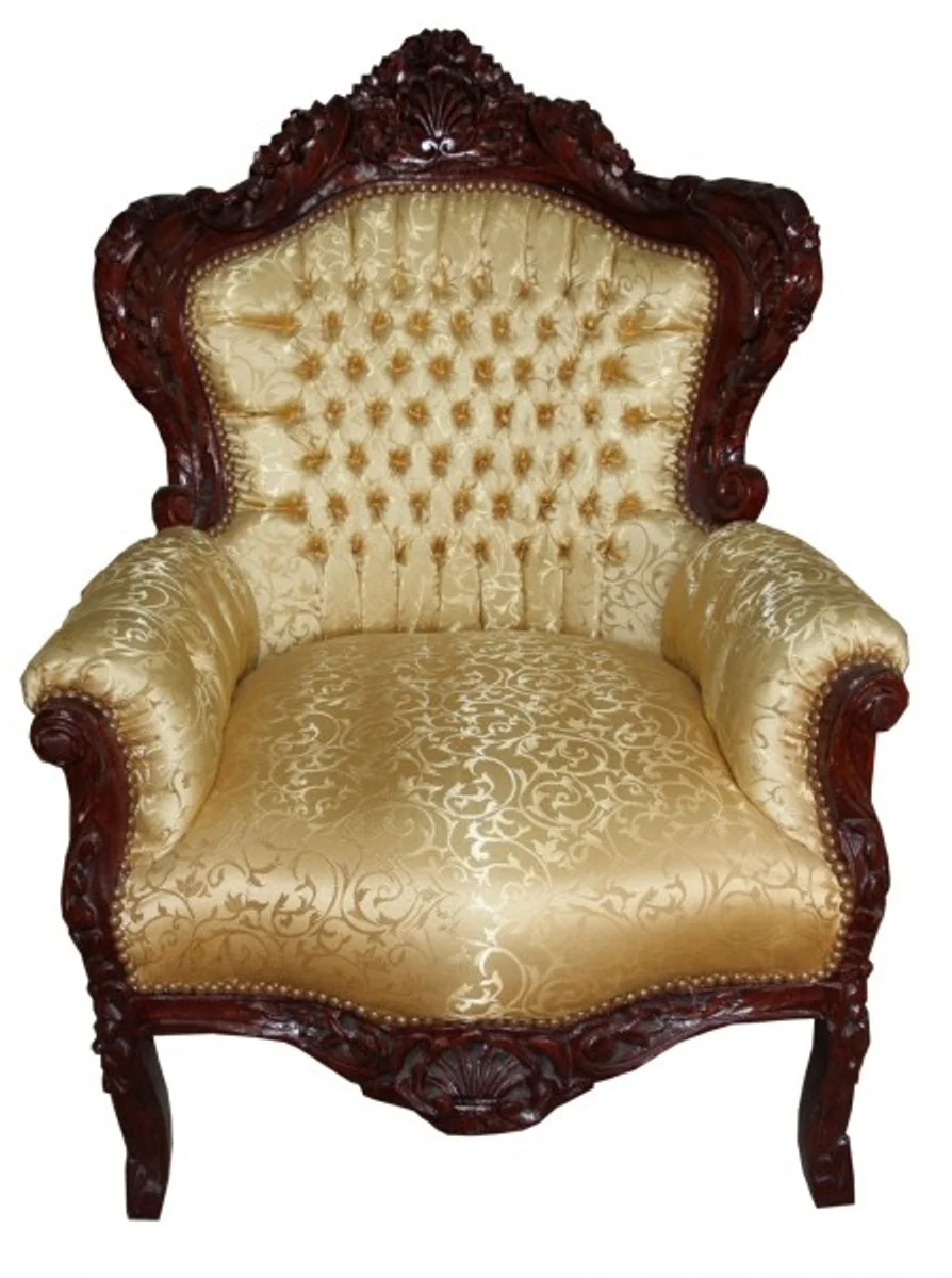 Baroque armchair King Gold pattern / brown 85 x 85 x H. 120 cm - luxury furniture in antique style