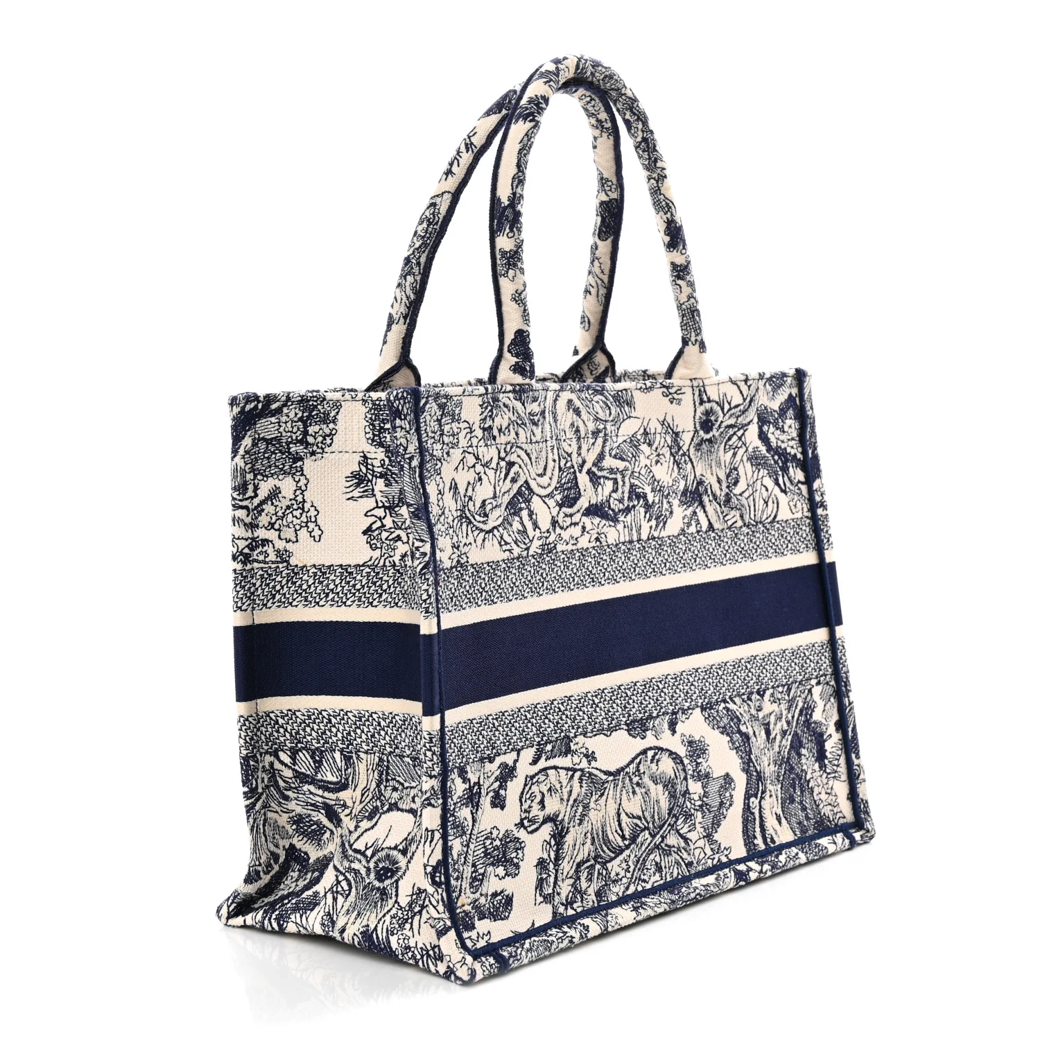 Canvas Embroidered Medium Dioriviera Toile De Jouy Book Tote Blue - Top Club