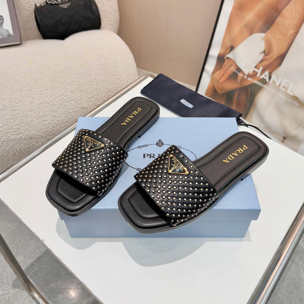Prada Nappa leather slides with studs - Top Club