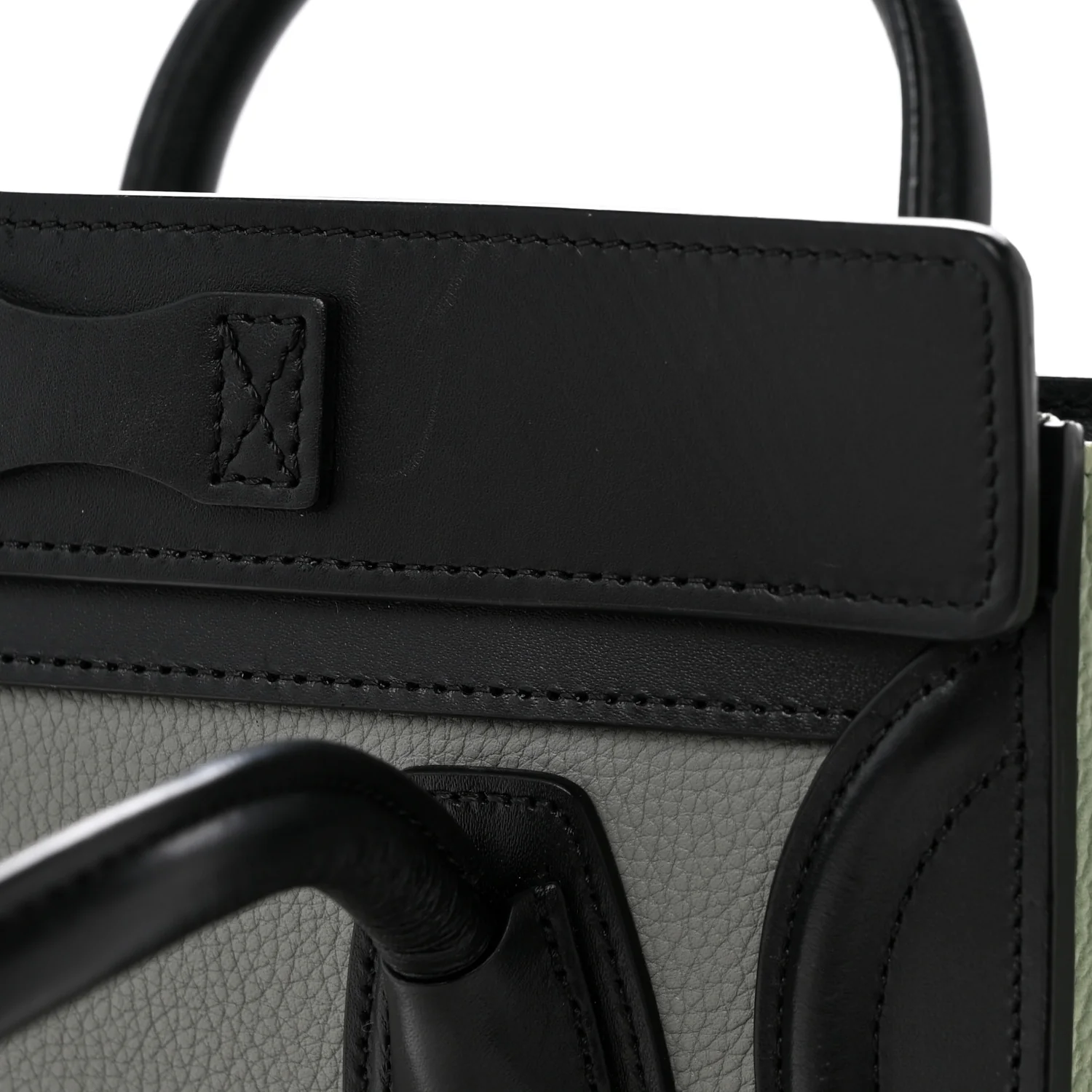 Baby Grained Calfskin Nano Tri-Color Luggage Zinc Almond - Top Club
