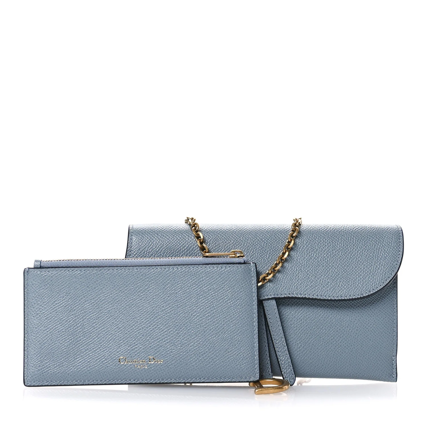 Grained Calfskin Saddle Chain Pouch Cloud Blue - Top Club