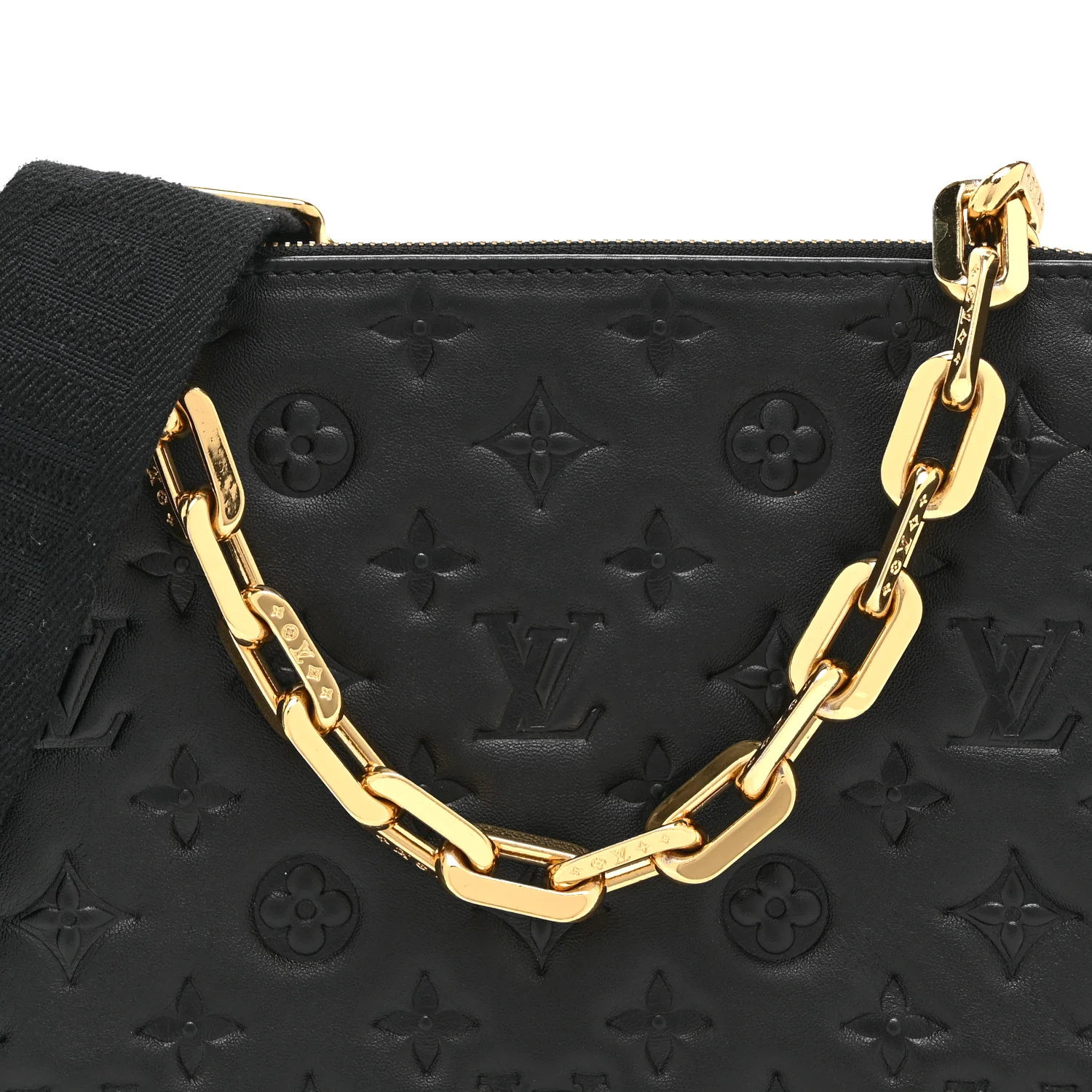 Lambskin Embossed Monogram Coussin PM Black - Top Club
