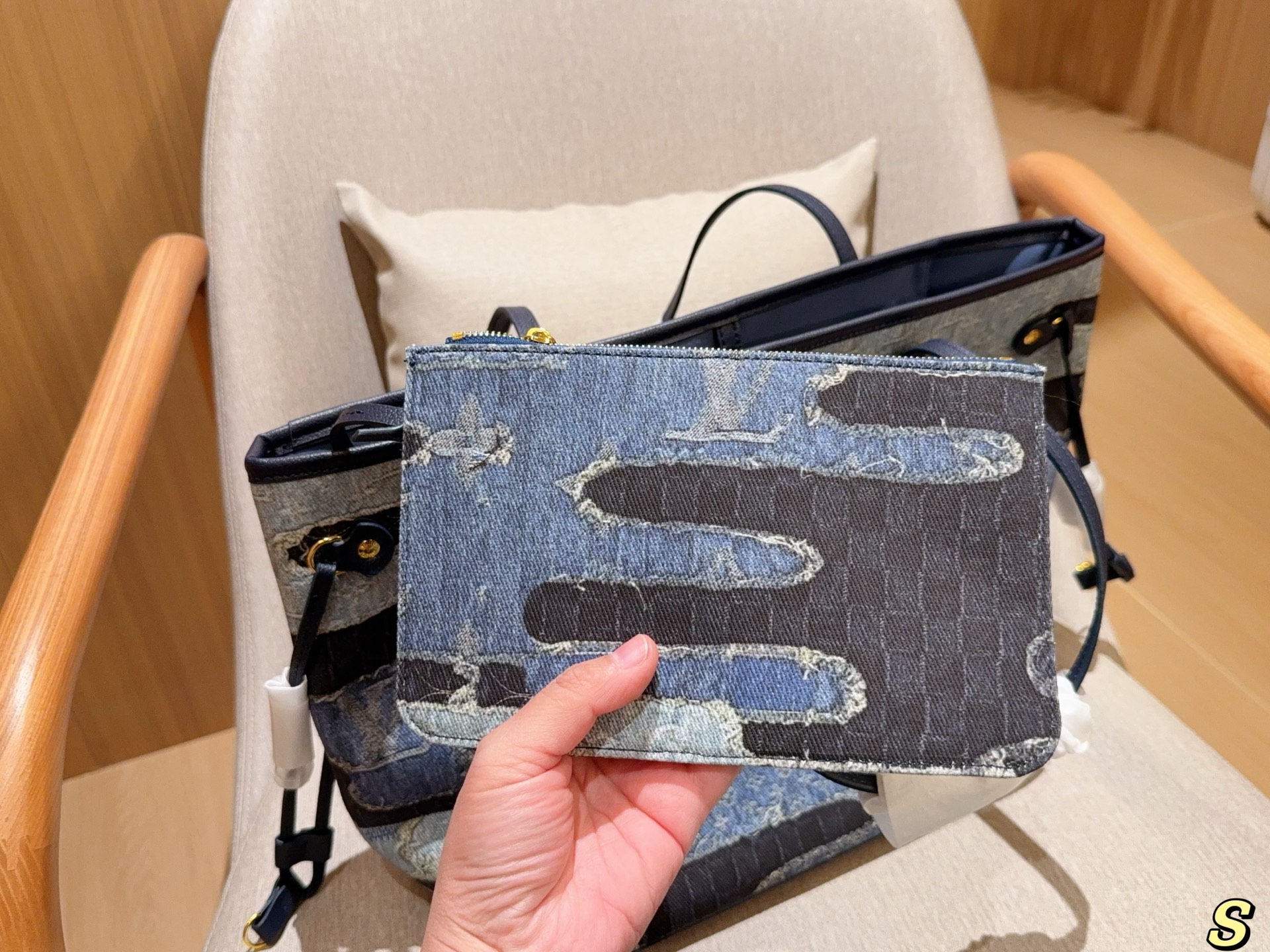 Louis new arrival denim neverfull tote bag size:32 cm - Top Club