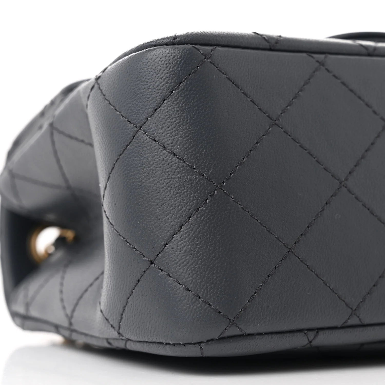 Lambskin Quilted Mini Pearl Crush Flap Dark Grey - Top Club