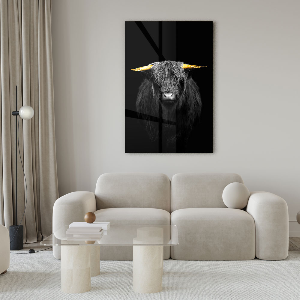 Walljar acrylglas schilderij - Gold Ox Horns Acrylglas schilderij - 150 x 225 cm