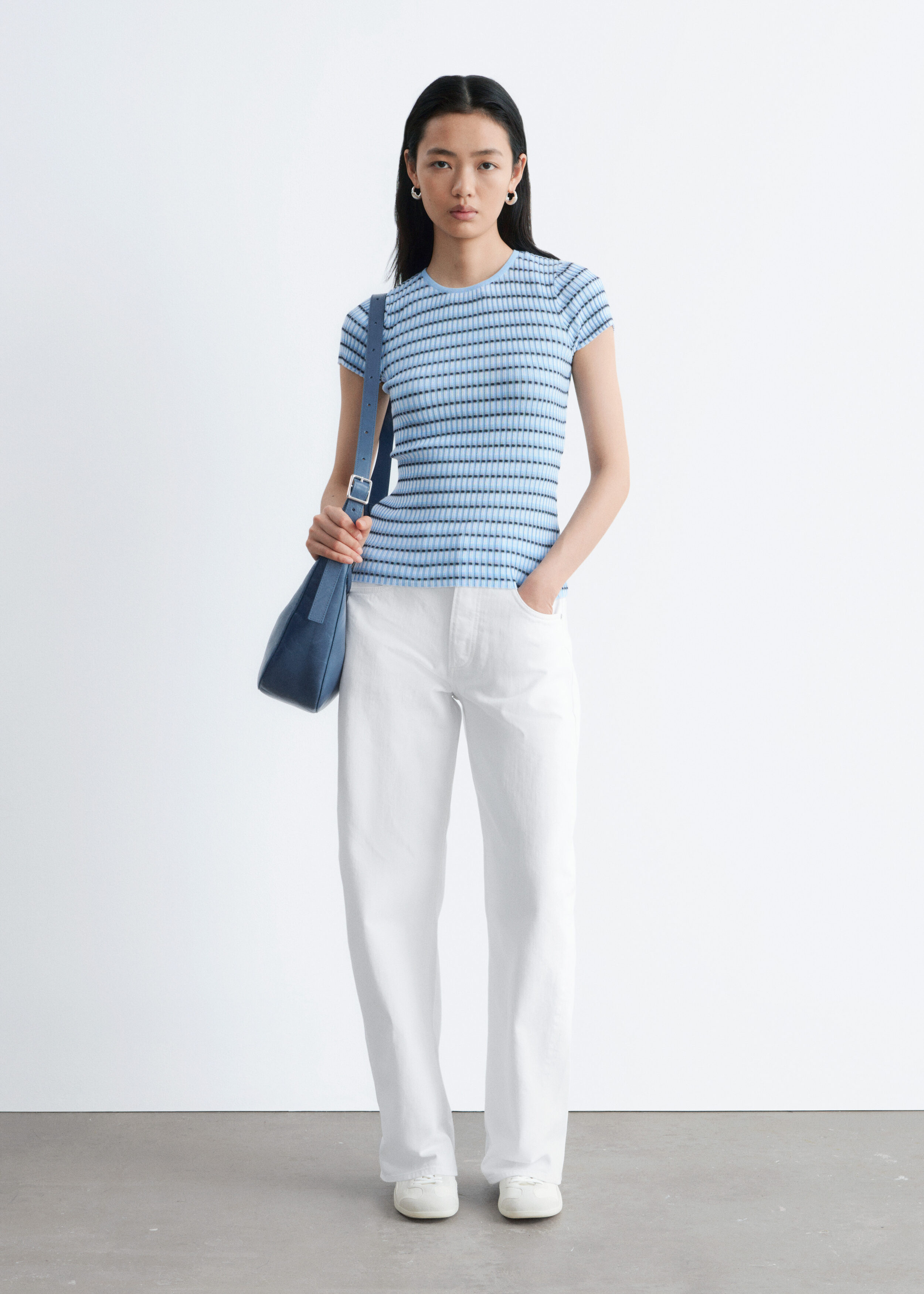 & Other Stories STRIPED RIB-KNIT T-SHIRT