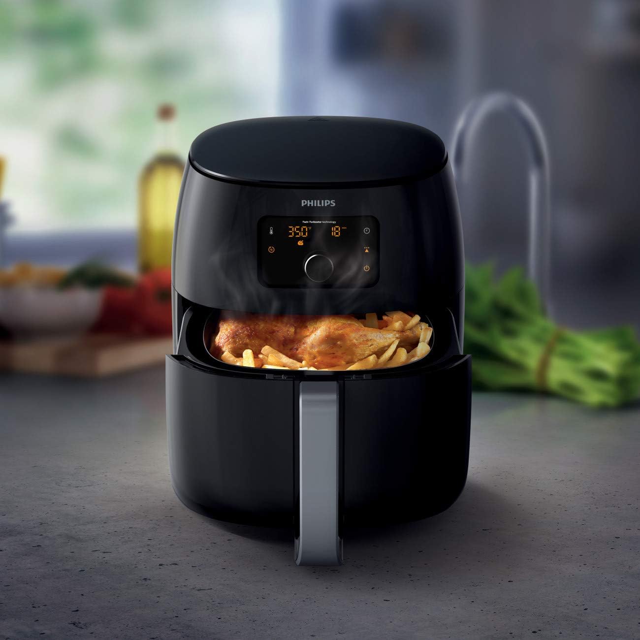 Philips Premium Airfryer XXL mit Fat Removal Technology, 3lb/7qt, Schwarz, HD9650/96