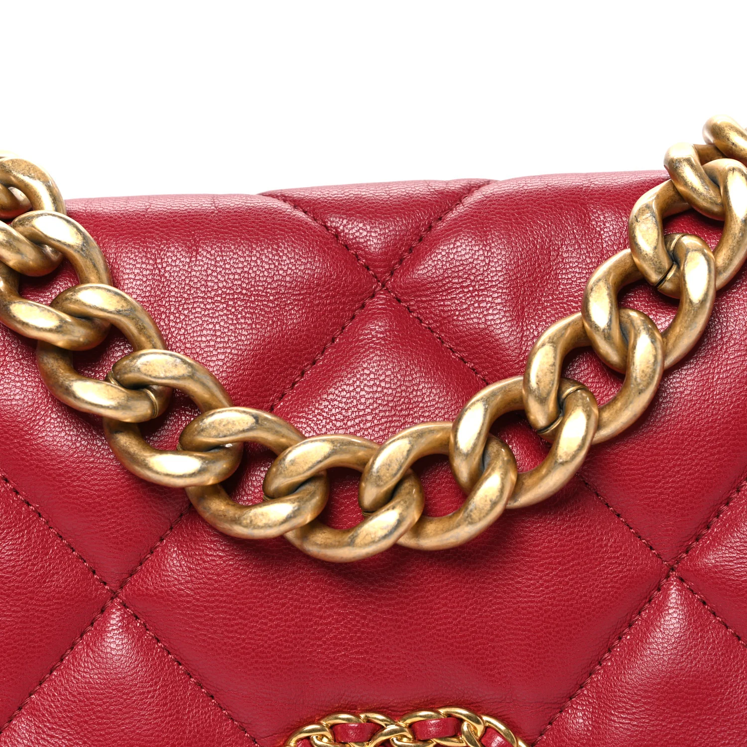 Lambskin Quilted Large Chanel 19 Flap Red - Top Club