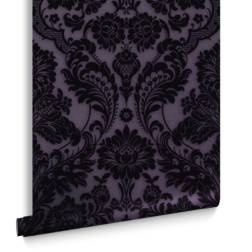 Graham & Brown  vliesbehang  Gothic Damask Flock Plum Graham & Brown  vliesbehang  Gothic Damask Flock Plum