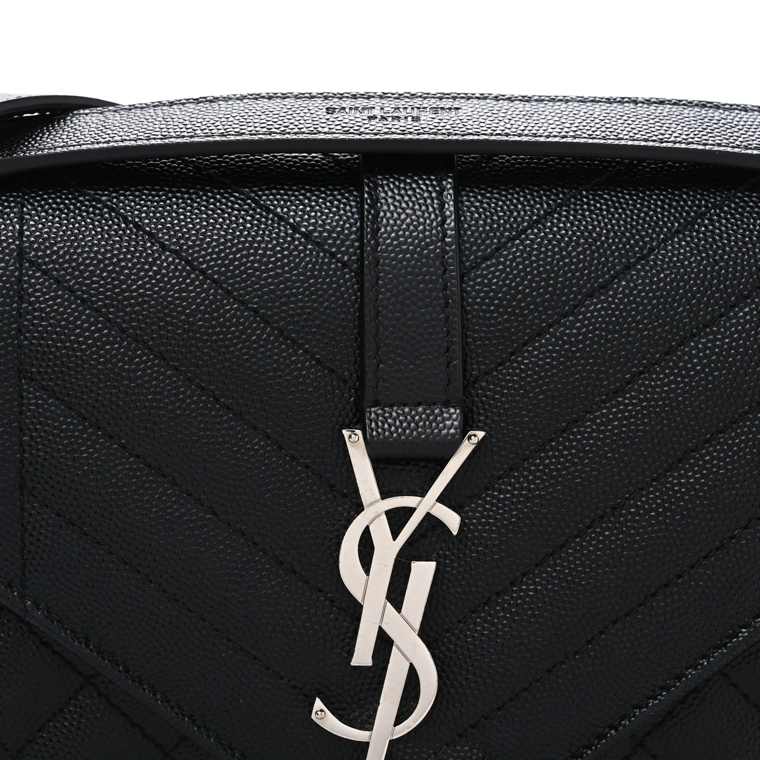 Grain De Poudre Textured Mixed Matelasse Triquilt Medium Monogram Satchel Black - Top Club