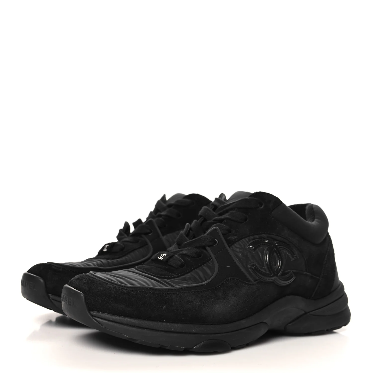Nylon Calfskin Suede CC Sneakers 39 Black - Top Club