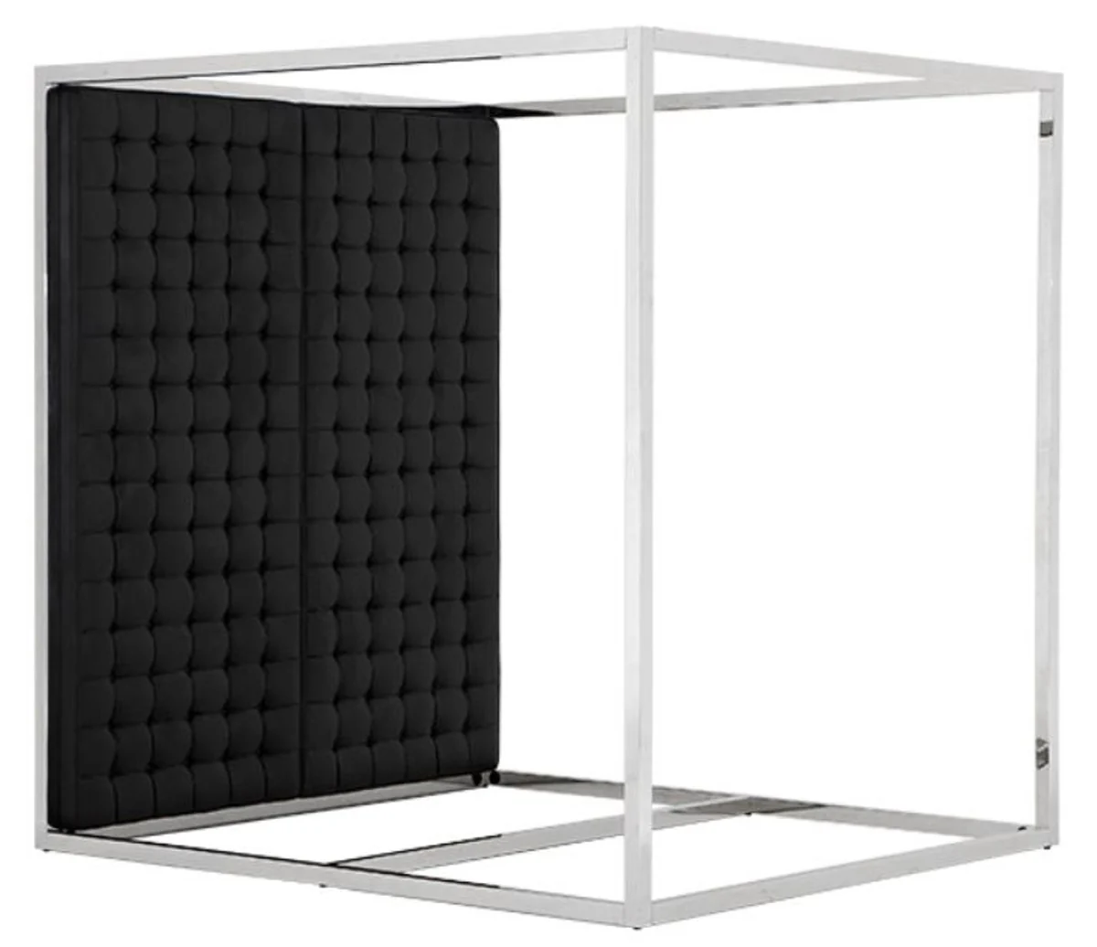 Luxury bed frame with headboard in black leather look 190 x 220 x H. 220 cm - designer furniture