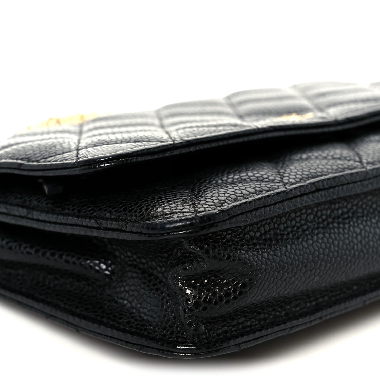 Caviar Quilted Wallet on Chain WOC Black - Top Club