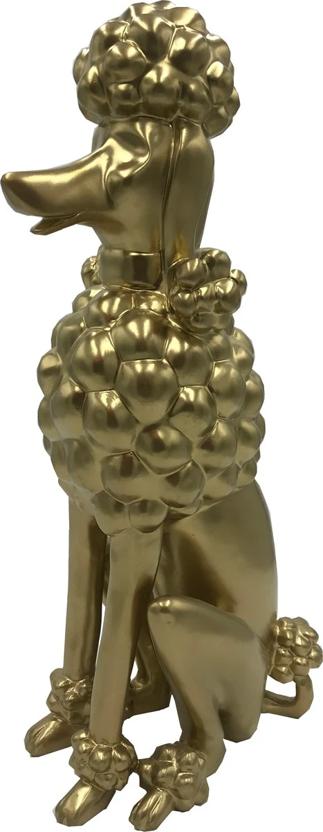 Decorative figure poodle dog gold H. 63 cm - weatherproof decorative sculpture - living room decoration - garden decoration - patio decoration