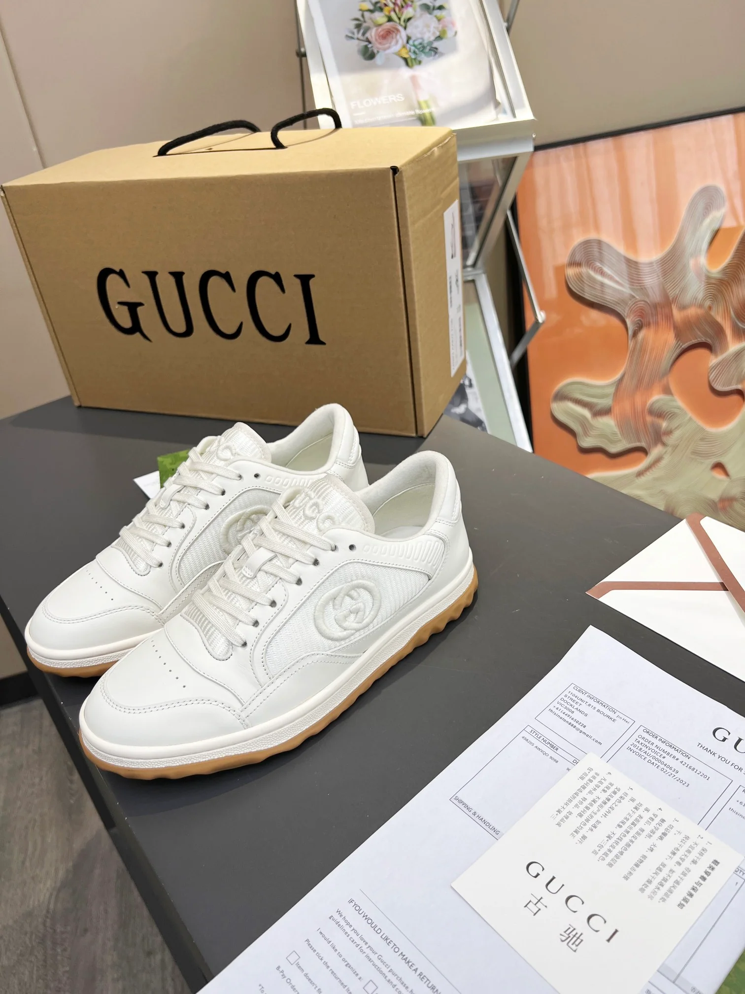 Gucci Black And White Leather Sneakers With Interlocking G - Sneaker Replica Workshop