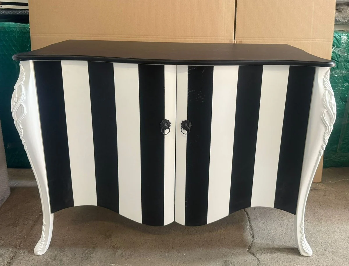 Baroque chest of drawers with 2 doors black / white 120 cm - Baroque furniture