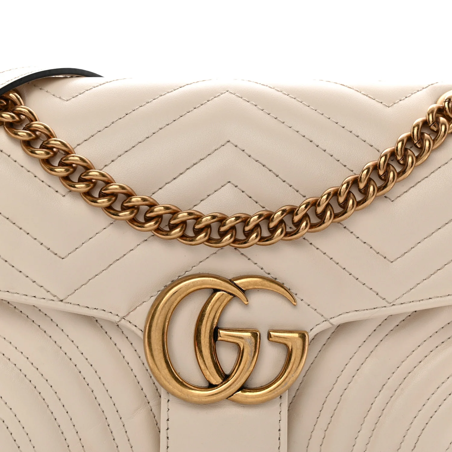 Calfskin Matelasse Small GG Marmont Shoulder Bag White - Top Club