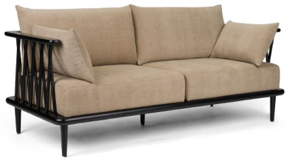 Luxury sofa beige / black 169.5 cm - luxury living room furniture