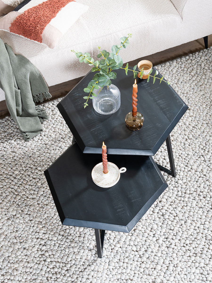 Salontafel Kiara Zwart - Set van 2