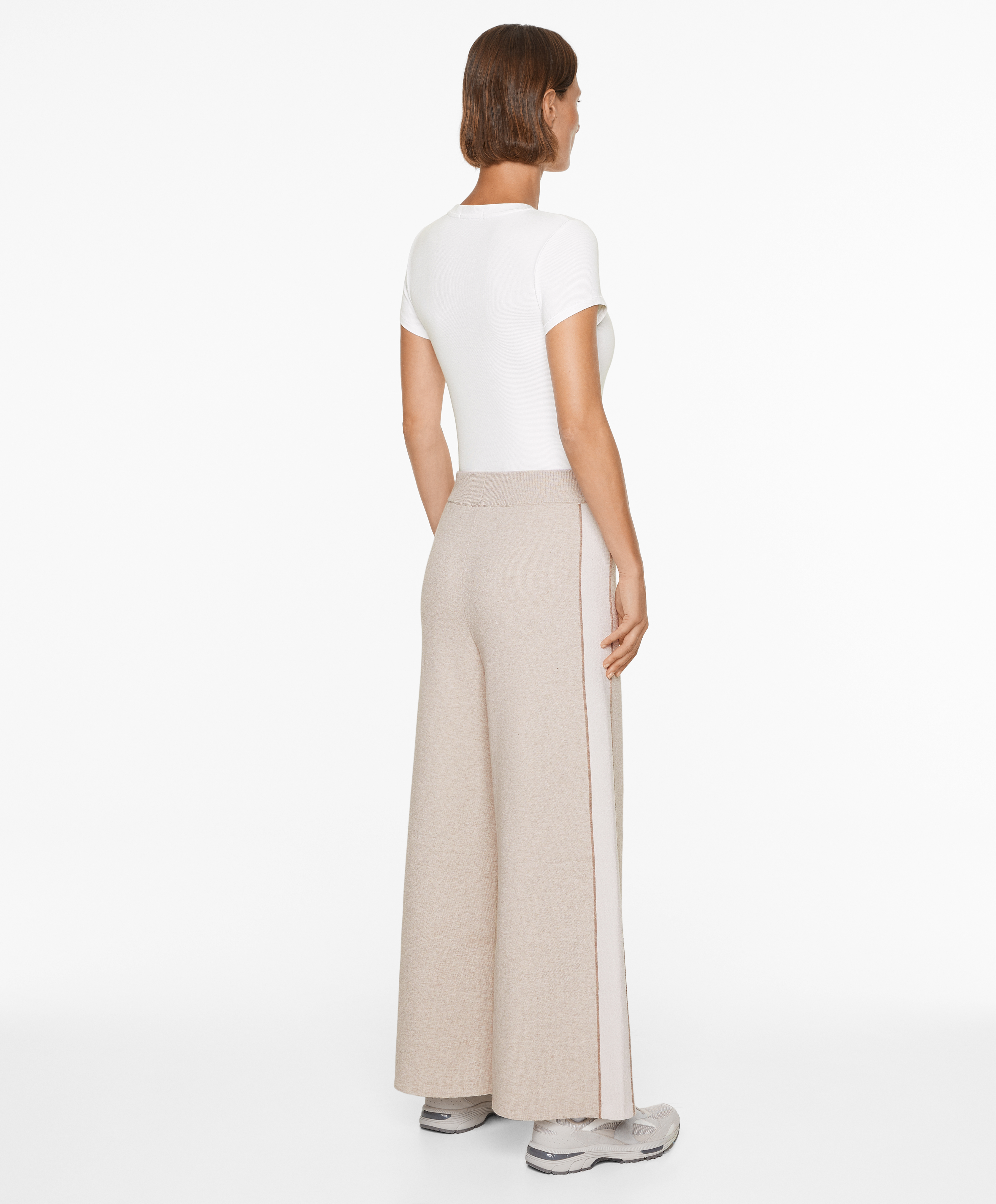 OYSHO Knit straight leg trousers with piping