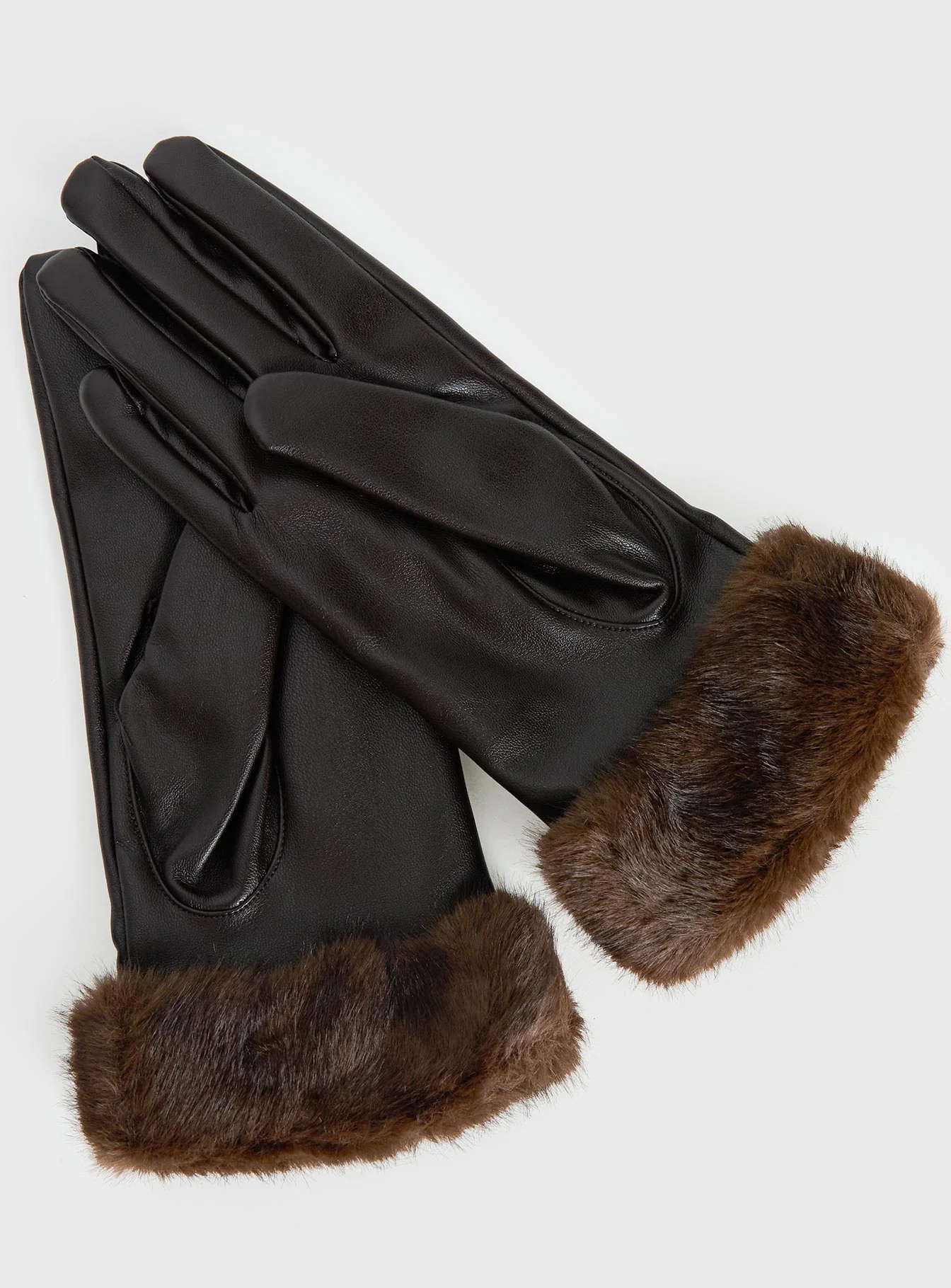 Elowynn Faux Leather Gloves Brown