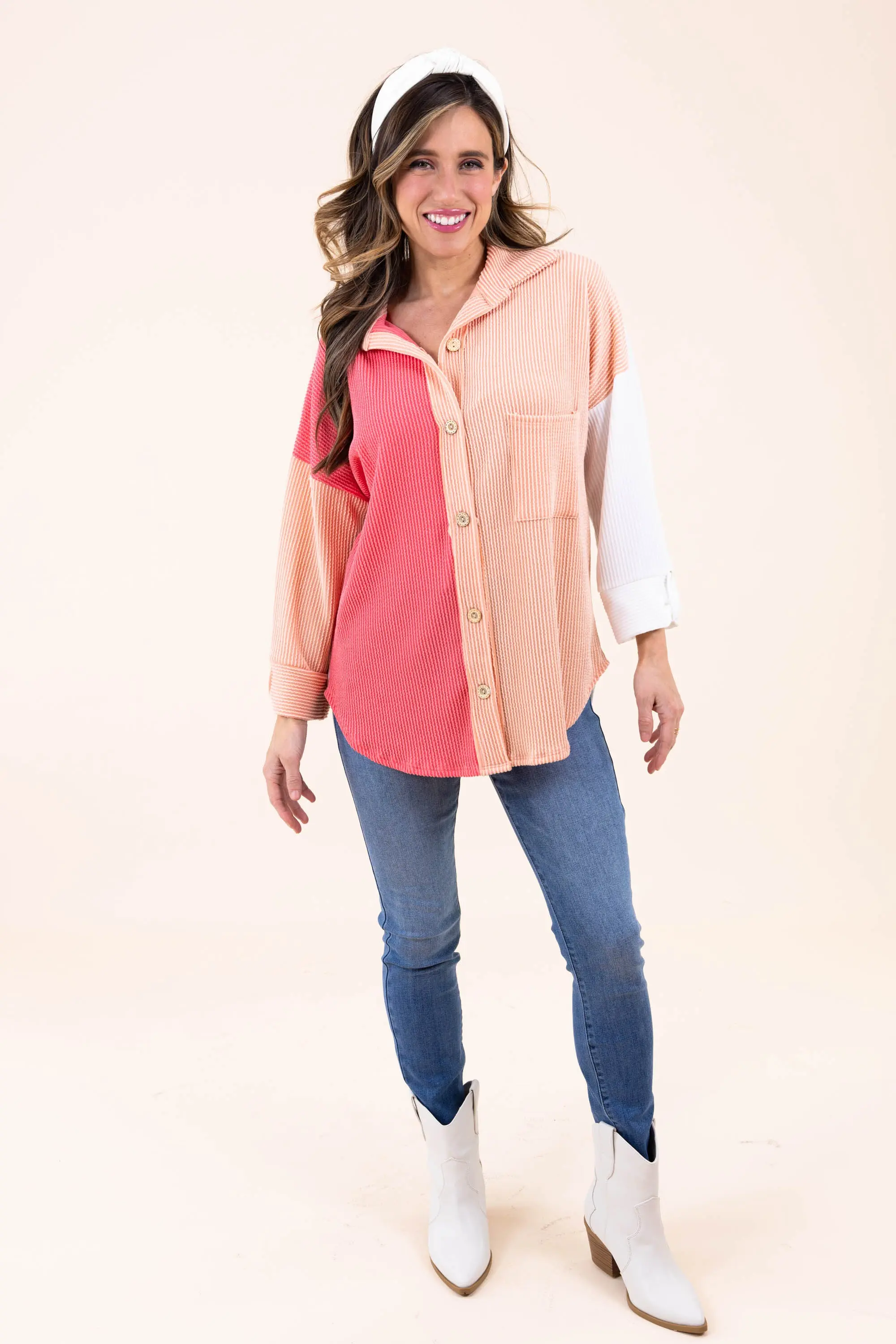 Cool Without Trying Color Block Shacket - ALJEGJ