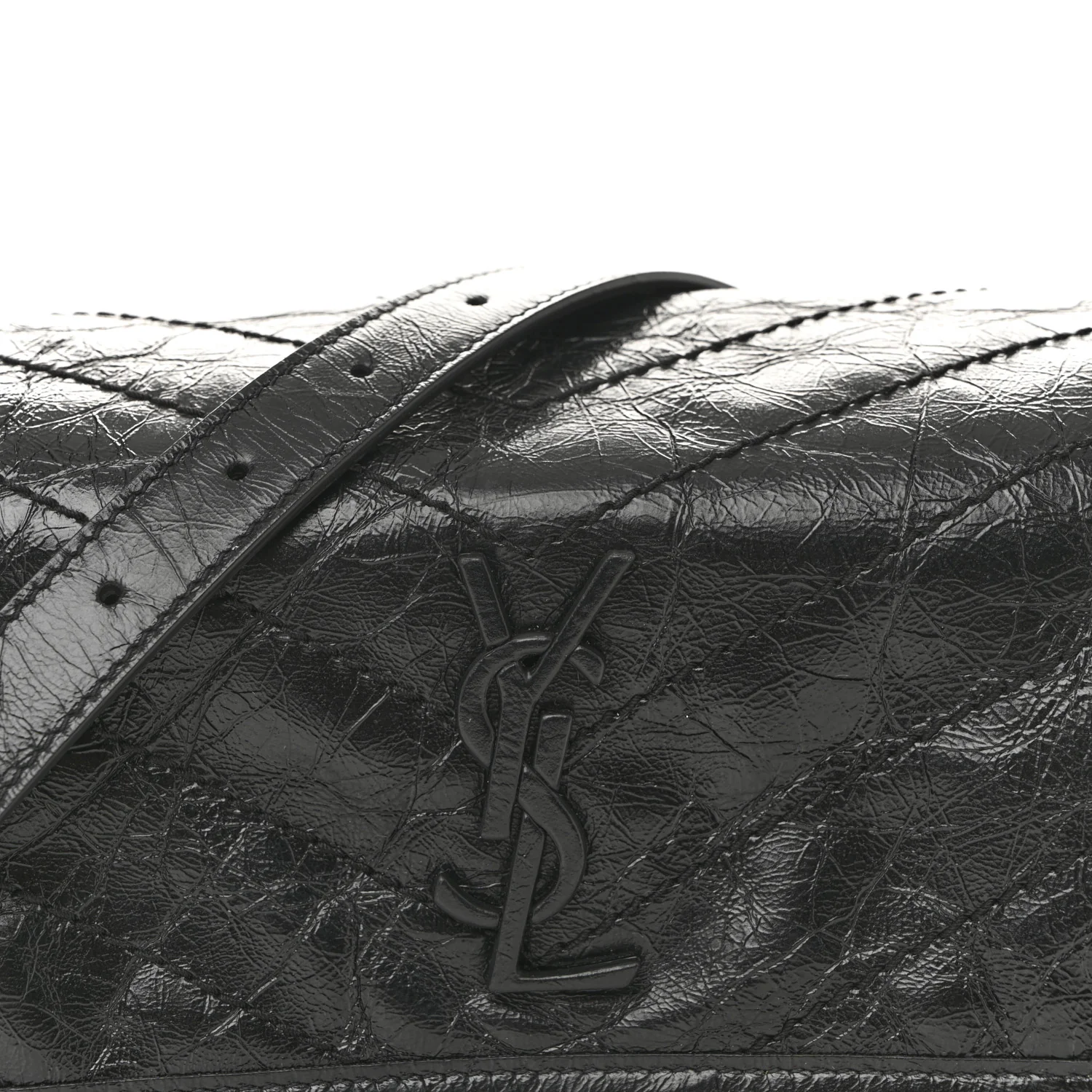 Crinkled Calfskin Matelasse Monogram Niki Body Bag Black - Top Club