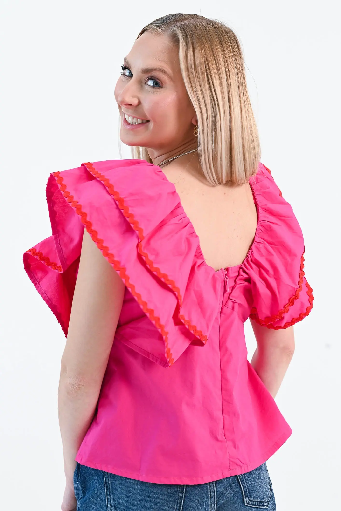 It Needs Passion Pink Ruffle Babydoll Top - ALJEGJ