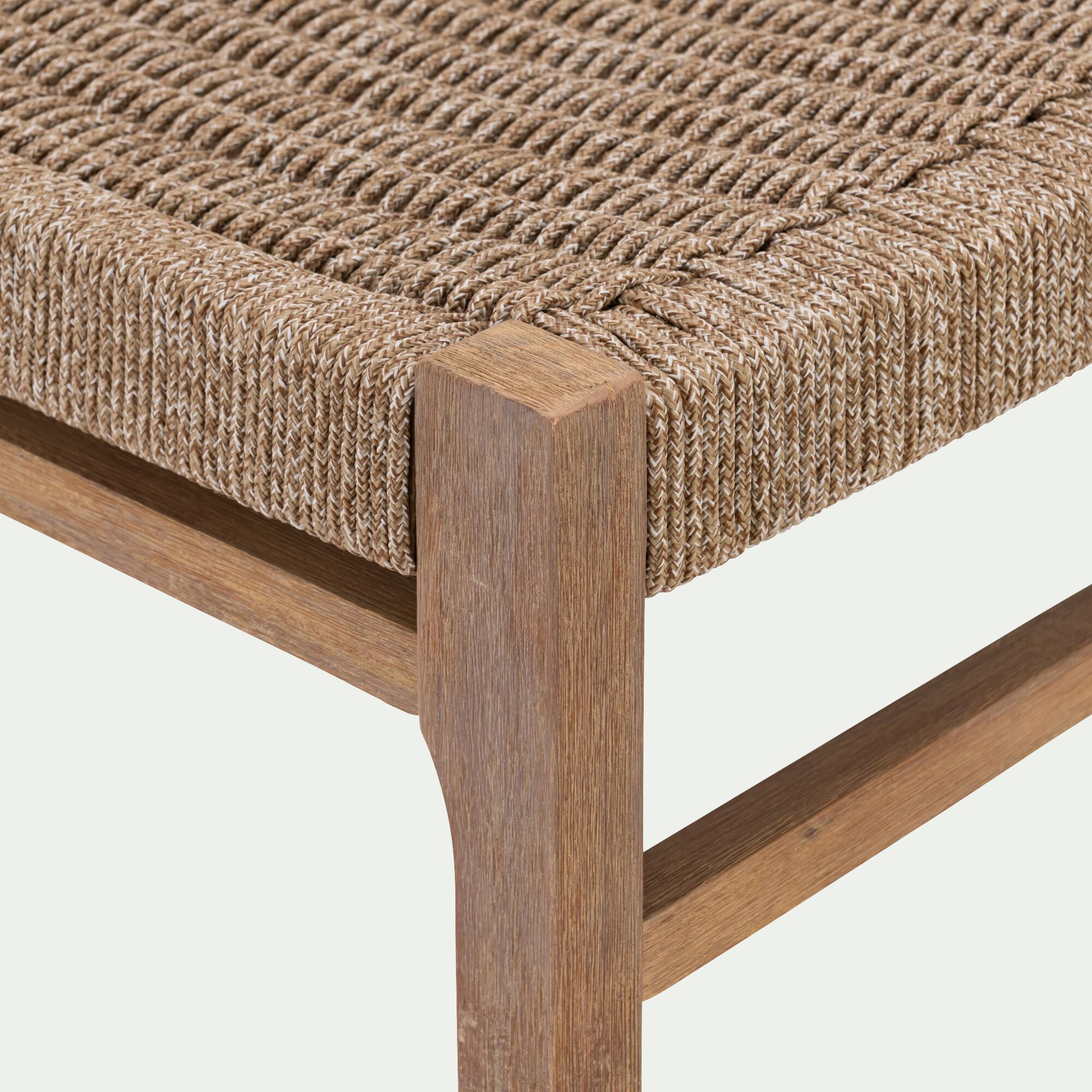 SORGUES - Chaise de jardin en acacia et assise en corde - bois foncé