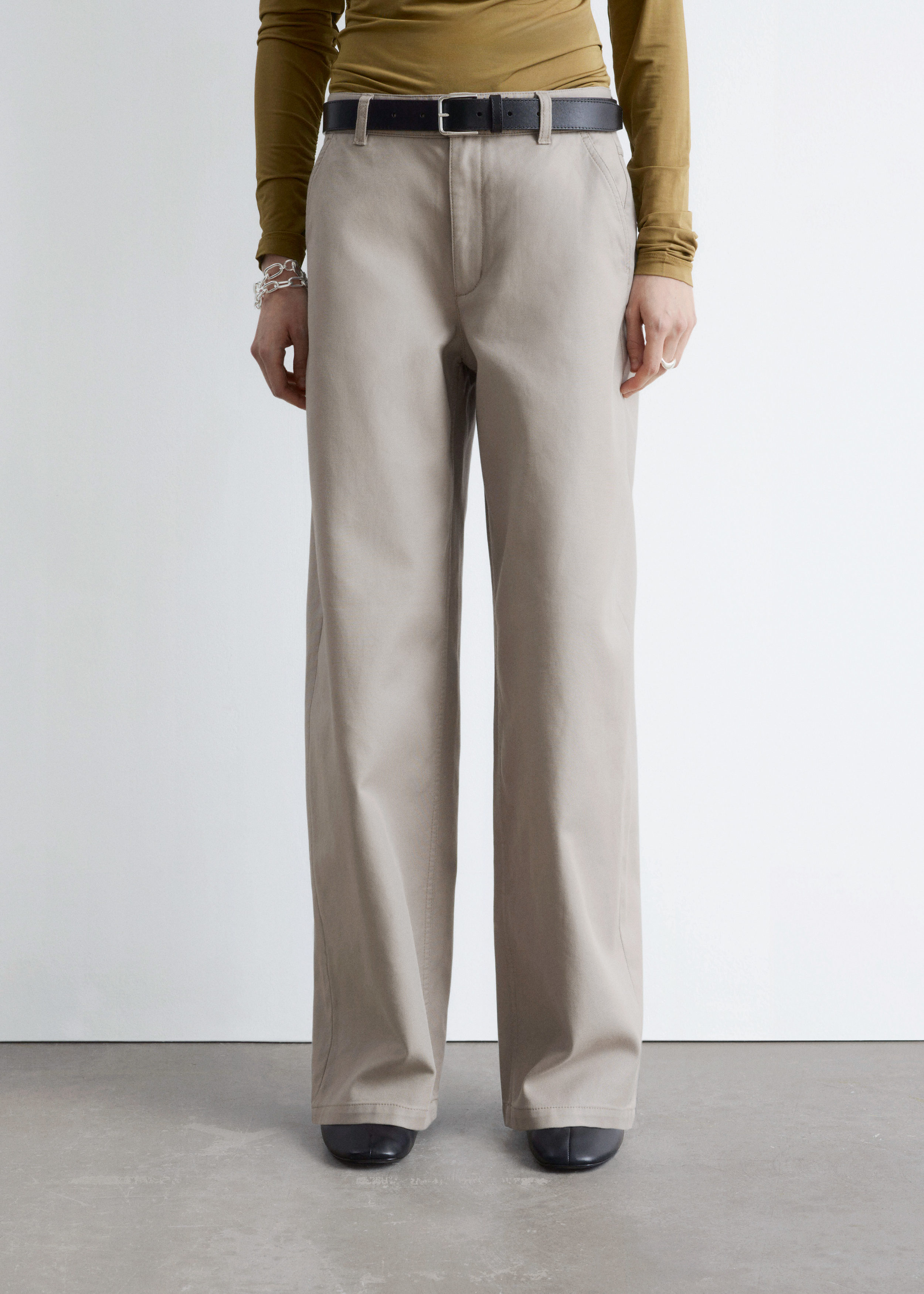 & Other Stories WIDE-LEG TWILL TROUSERS