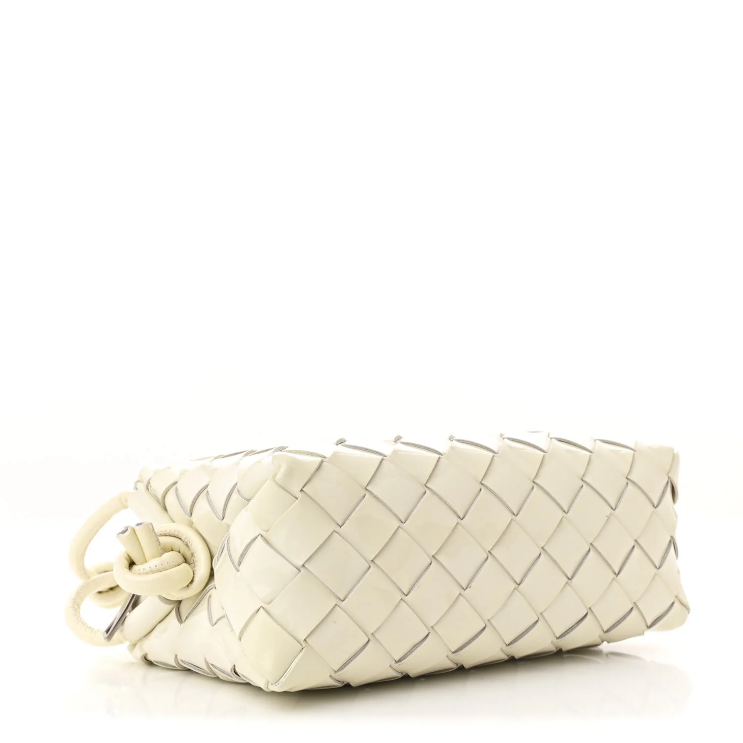 Patent Nappa Intrecciato Mini Loop Camera Bag White - Top Club