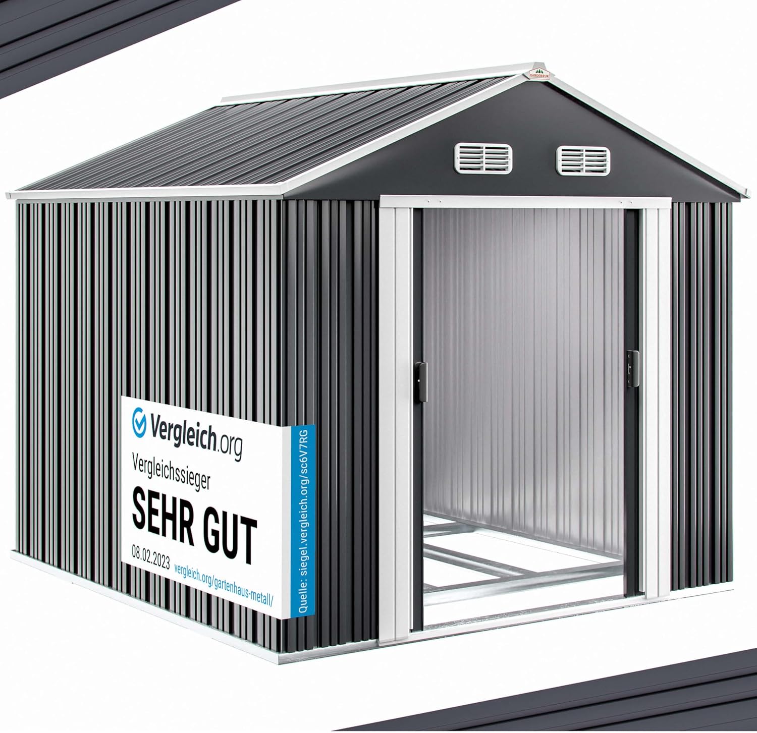 Deuba Capanno da Giardino XXXL Metallo 8m² Fondamenta 312x257x177, 5cm Porta Scorrevole Casetta per Attrezzi 14,7m³ Antracite