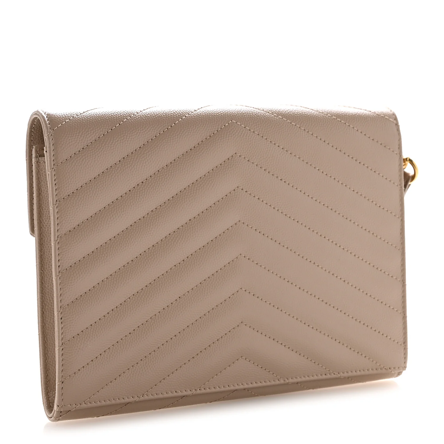 Grain De Poudre Matelasse Chevron Monogram Envelope Clutch Dark Beige - Top Club