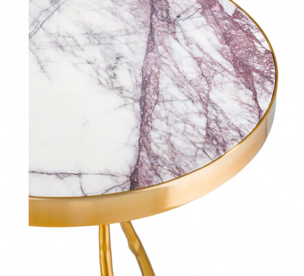 Luxury Art Deco designer side table gold with white marble 50 x H 58 cm - luxury hotel table