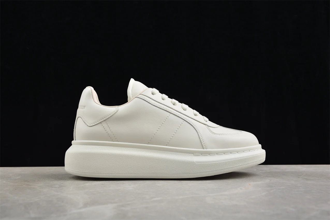Alexander McQueen Oversized Leather Sneakers in White - Sneaker Replica Workshop