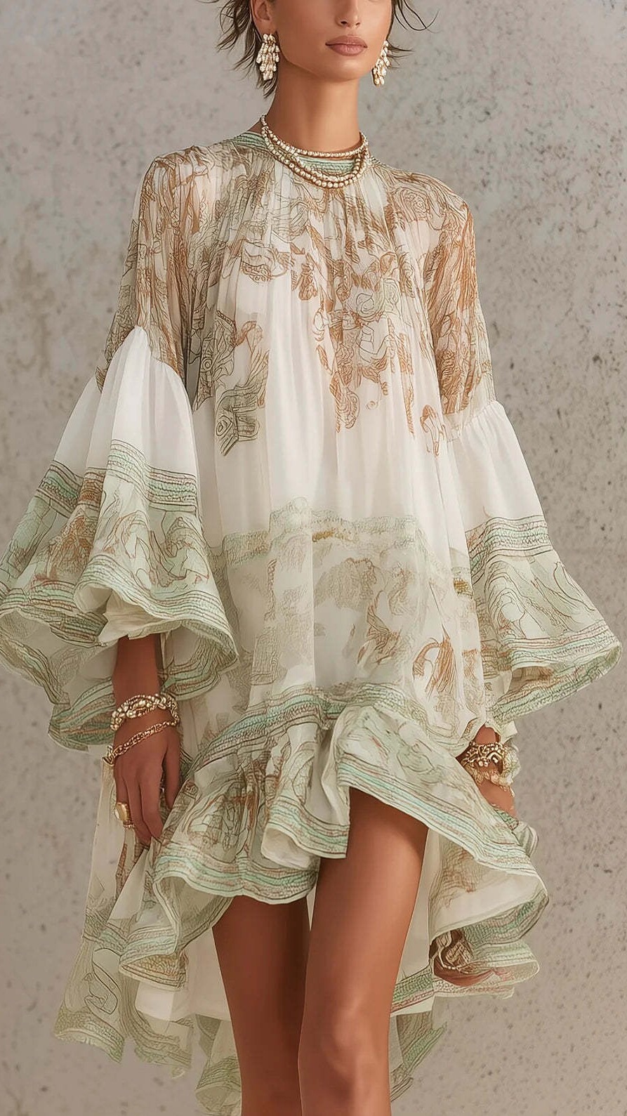 Women's Printed Ruffled Resort Style Loose Flowy Fashion Short Skirt - Nordfashionstorm - Women's Clothing, Fashion for You - Nordfashionstorm.com
