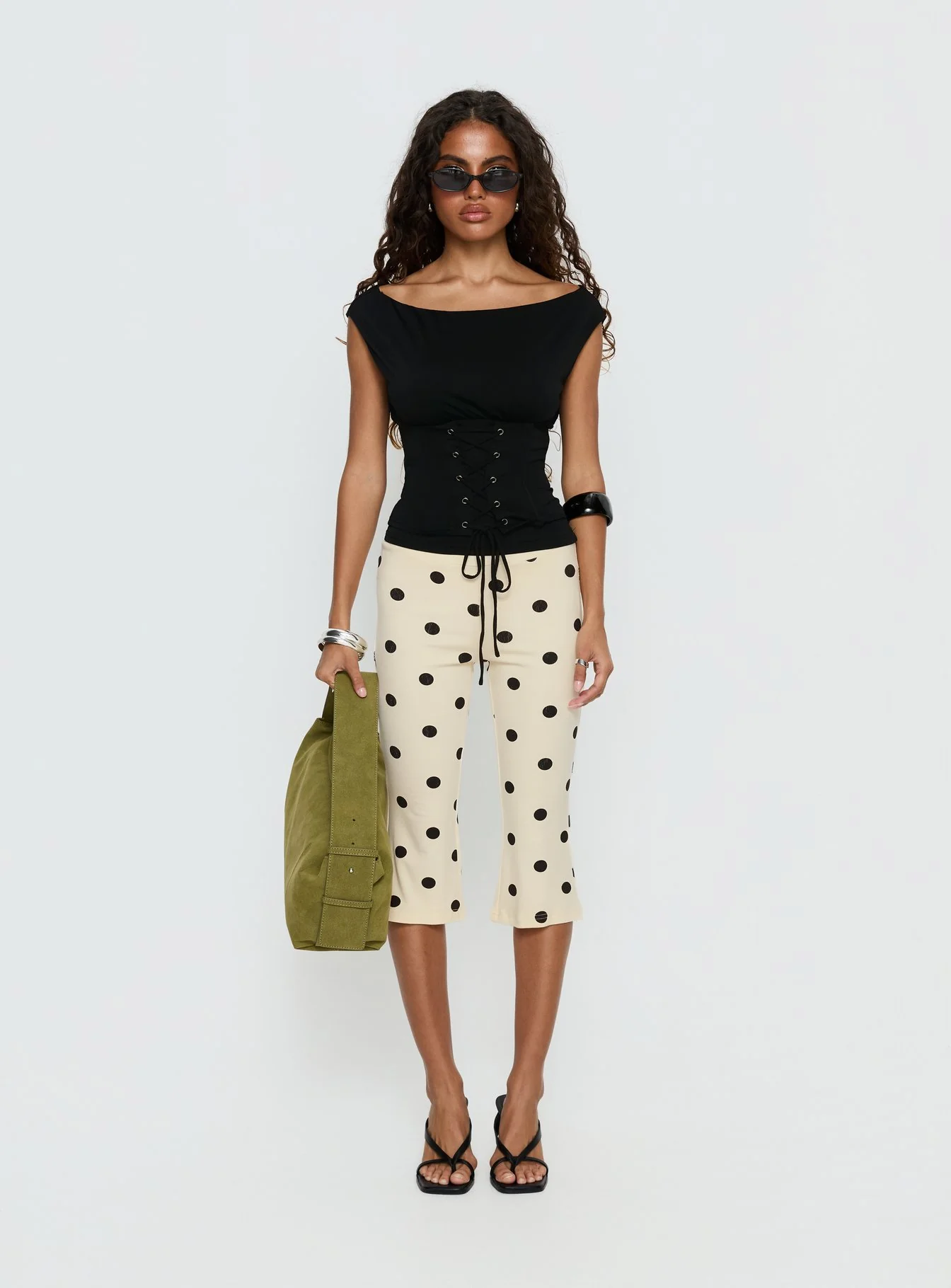 Samaira Capri Pant Cream Polka Dot