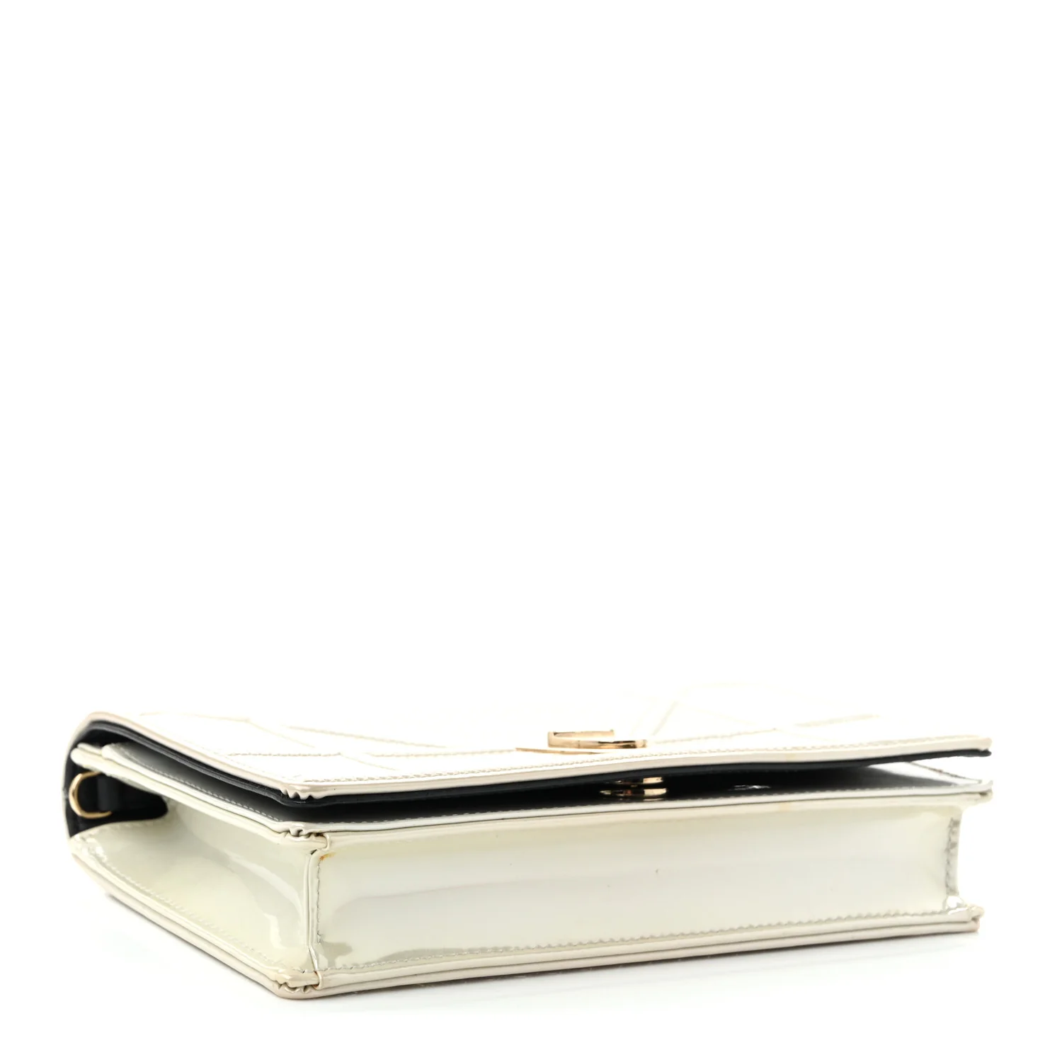 Patent Micro-Cannage Diorama Wallet on Chain Pouch White - Top Club
