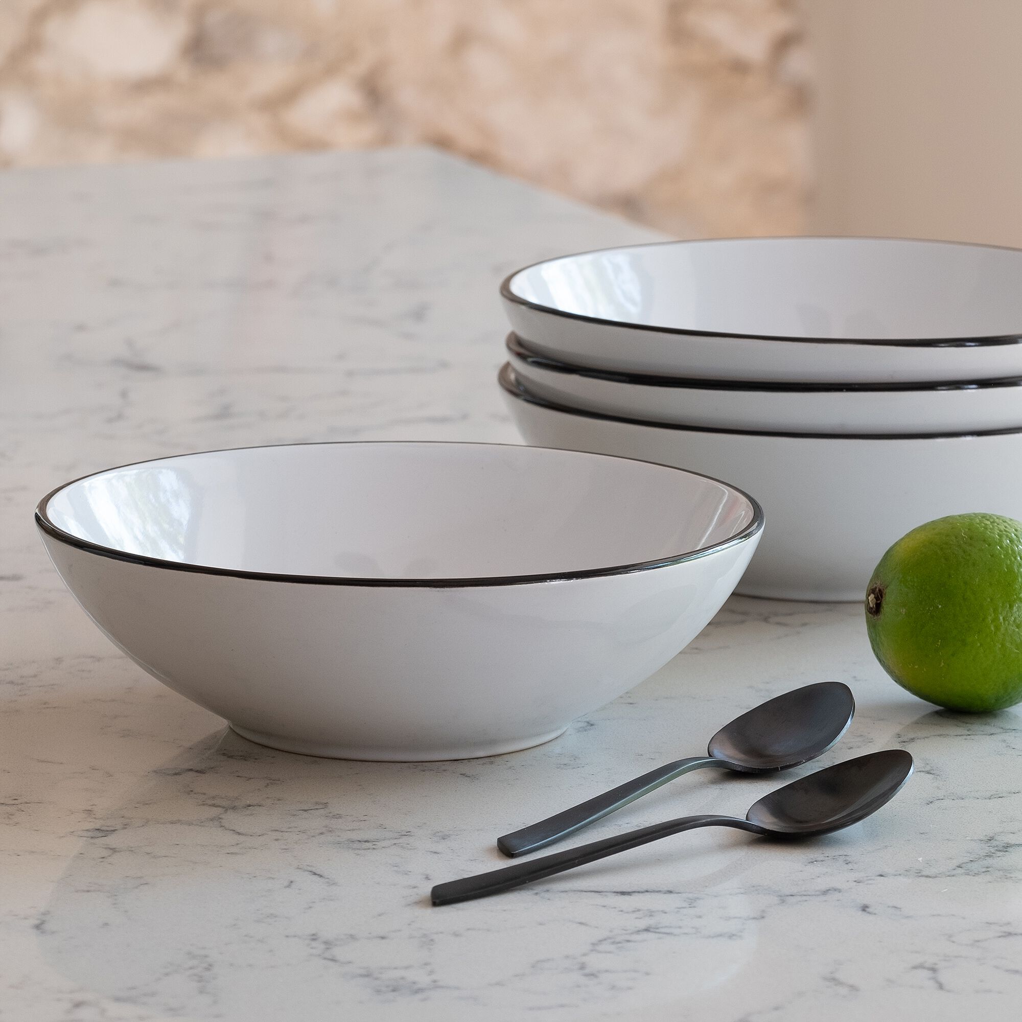 ANNE - Assiette creuse en grès D18,5cm - blanc