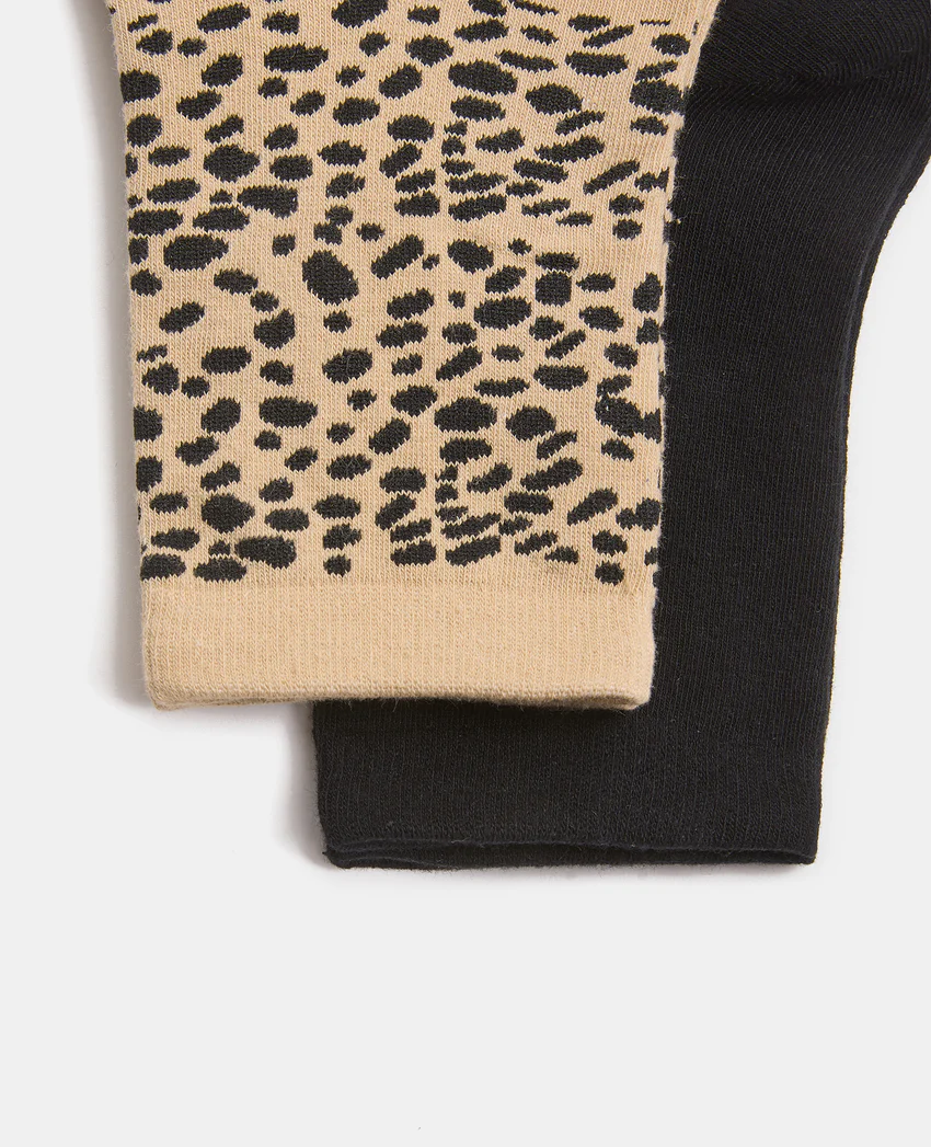 Pimkie Lot de 2 paires de chaussettes motif léopard