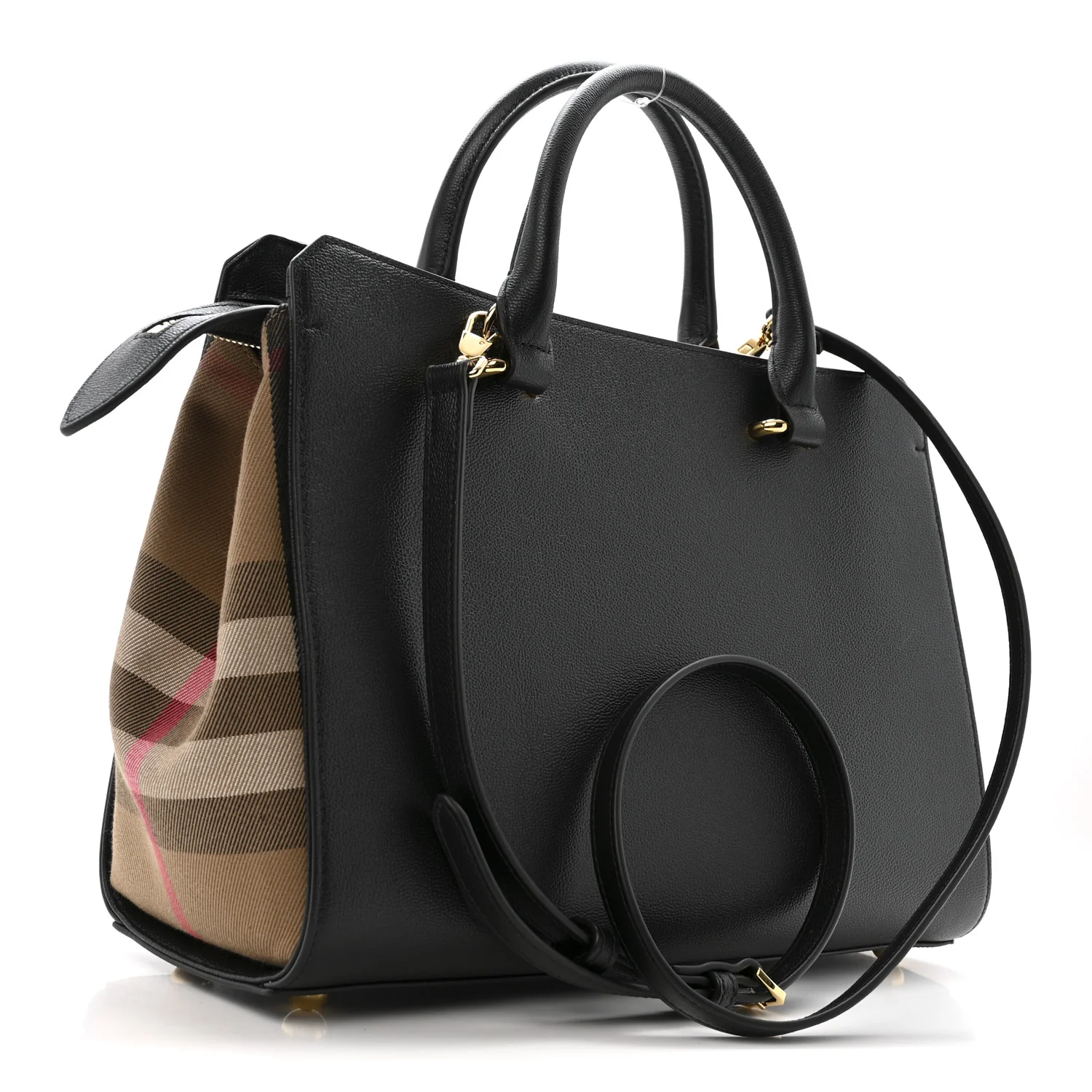 Calfskin Mega Check Small Banwell Tote Black - Top Club