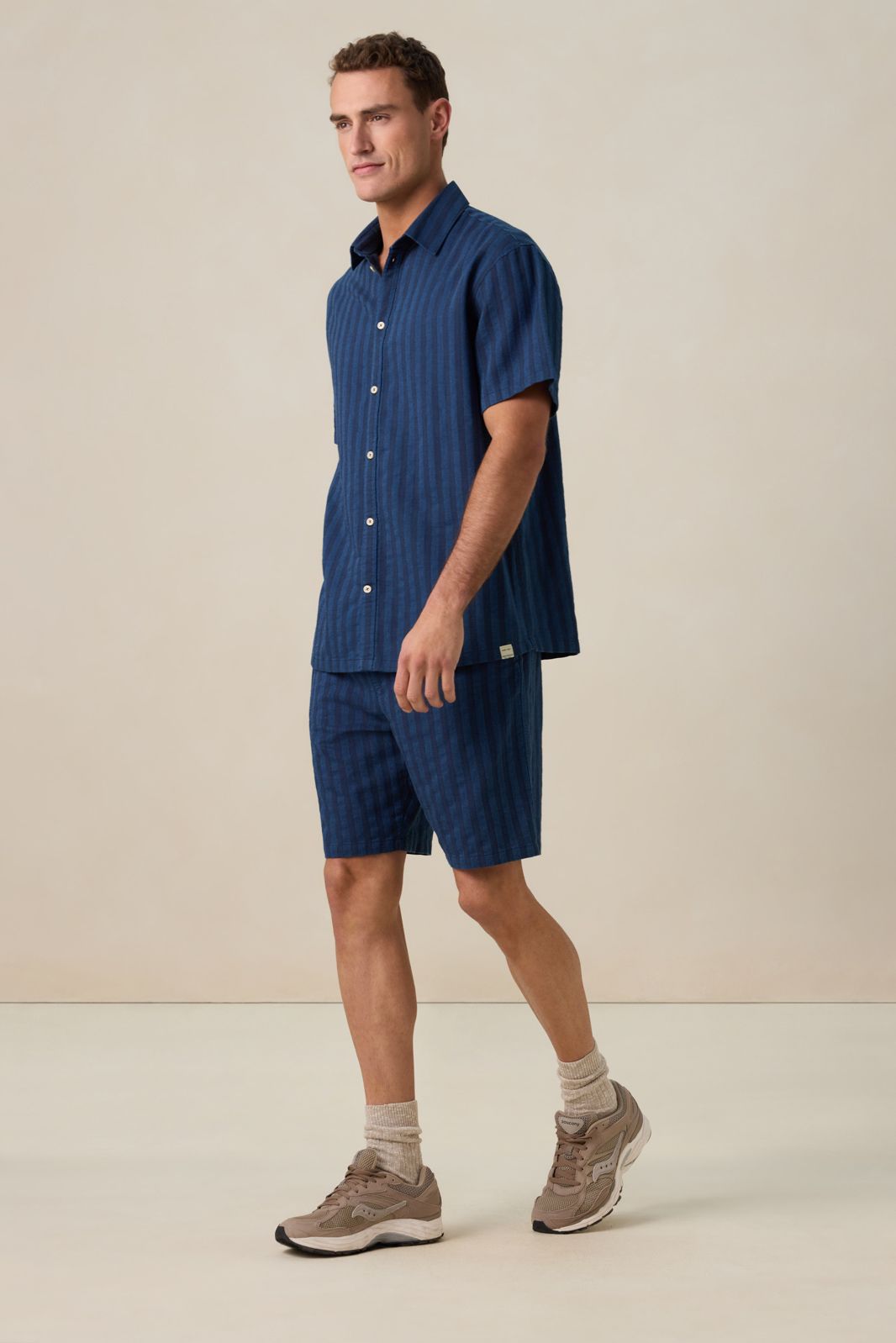 Donkerblauw gestreepte short